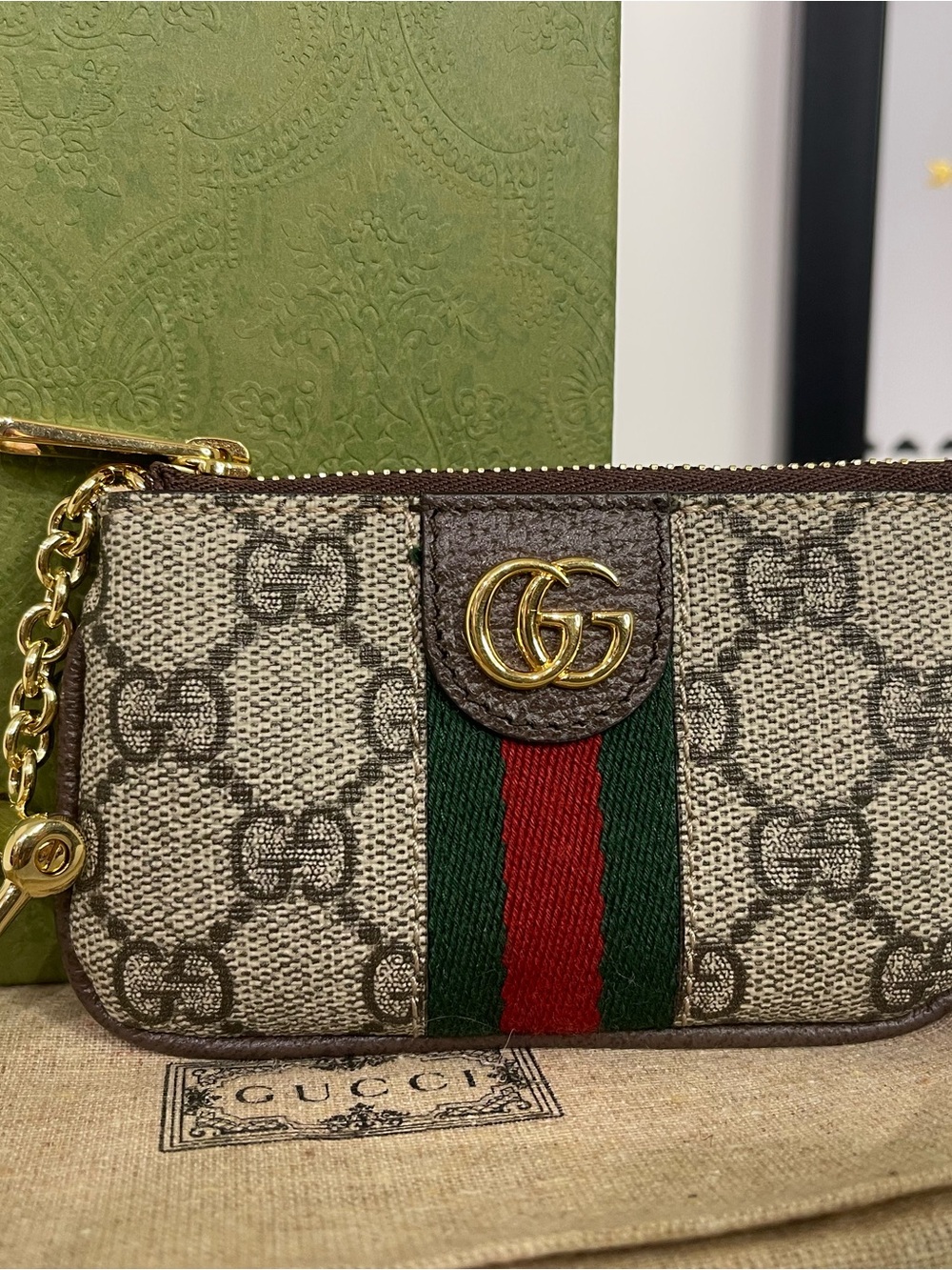 Gucci Beige GG Supreme Canvas Key Case